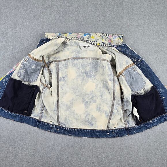 MSGM Jean Multicolor G-Jacket Size 42 US M/8 White Paint Splatter Made in Italy - Picture 6 of 16